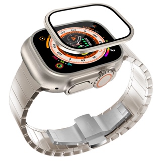 สําหรับ Apple Watch ultra 49 มม. สาย + กระจกนิรภัย ป้องกันหน้าจอ ไทเทเนียมอัลลอยด์ ขอบ กันชน สําหรับ iwatch อุปกรณ์เสริมสายนาฬิกาพิเศษ