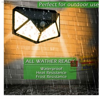 พร้อมสต็อก Warm white light * Solar motion sensor light 114 LED 3 โหมด ขนาดใหญ่ ไฟติดผนังโซล่าเซลล์พลังงานแสงอาทิตย์ เซ็