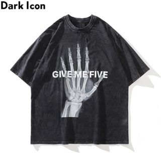 เสื้อยืด ผ้าฝ้าย พิมพ์ลาย Dark Icon Give Me Five Skeleton สไตล์ฮิปฮอป แนวสตรีท เหมาะกับฤดูร้อน สําหรับผู้ชาย_04