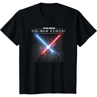 เสื้อยืด ผ้าฝ้ายแท้ พิมพ์ลายโปสเตอร์ Star Wars Obi-Wan Kenobi Crossed Lightsabers คุณภาพสูง