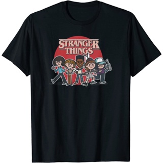 เสื้อยืดโอเวอร์ไซส์เสื้อยืด พิมพ์ลายการ์ตูน Stranger Things 4 Group Shot Comic Line Up สําหรับผู้ชาย