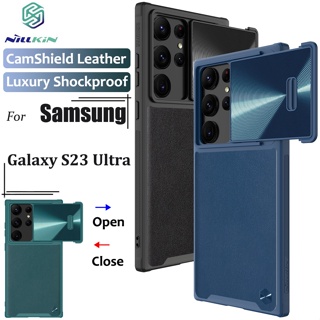 Nillkin เคสโทรศัพท์หนัง TPU กันกระแทก ป้องกันเลนส์กล้อง สีดํา สําหรับ Samsung Galaxy S23 Ultra