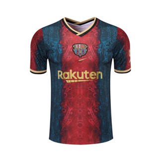 เสื้อกีฬาแขนสั้น ลายทีมฟุตบอล Barcelona ทรงหลวม ขนาดใหญ่