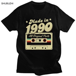 insMade In 1990 T Shirt Men Cotton Fashion T-shirt Short Sleeve All   Parts 30th 30 Years Old Birthd_03