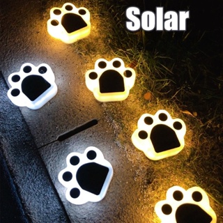 โคมไฟ LED พลังงานแสงอาทิตย์ กันน้ํา พิมพ์ลายอุ้งเท้าสุนัข สําหรับตกแต่งสวน สนามหญ้า กลางแจ้ง