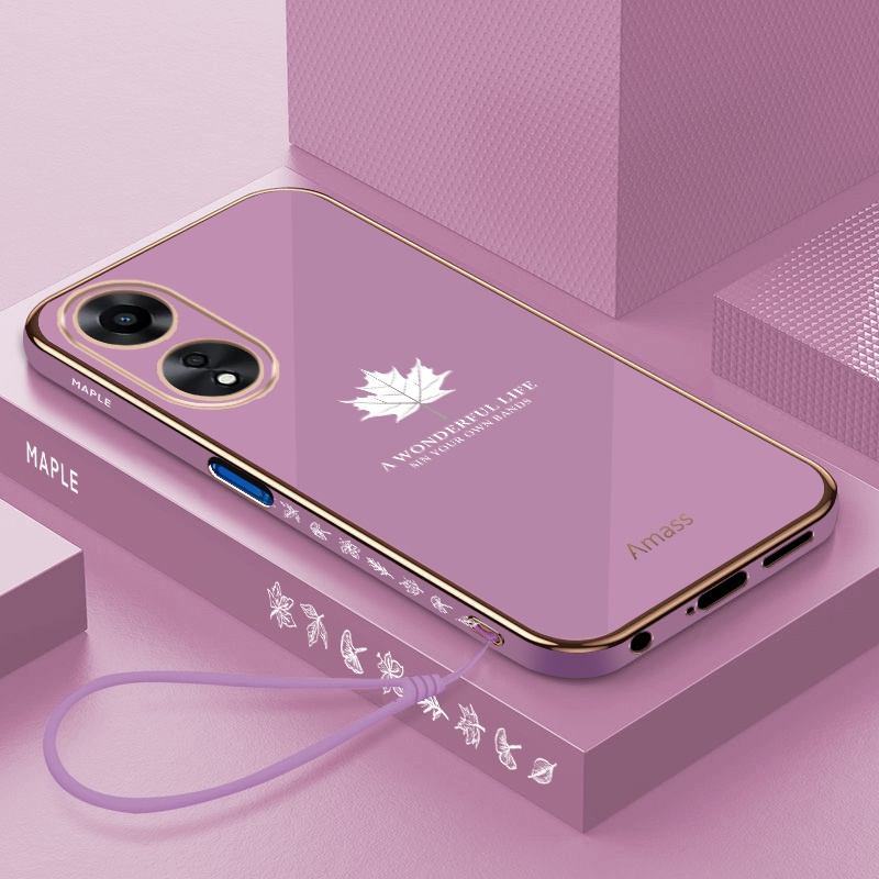 เคสป้องกันโทรศัพท์มือถือ-แบบนิ่ม-ลายใบเมเปิ้ล-มีสายคล้อง-สําหรับ-oppo-reno8-t-reno7-z-pro-a78-a17k-a17-5g-4g-reno-8-8t-8z-8pro-7-7z