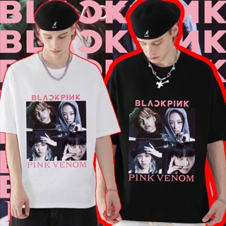 (ขายส่งได้)เสื้อ blackpink album pink venom แบล็คพิ้ง Jennie Lisa Jisoo Rose เสื้อผ้าแฟชั่น เสื้อยืดสไตล์เกาหลี คอกลมแขน