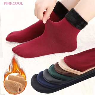Pinkcool ถุงเท้า ผ้ากํามะหยี่ แบบหนา ไร้รอยต่อ ให้ความอบอุ่น เหมาะกับฤดูหนาว ขายดี