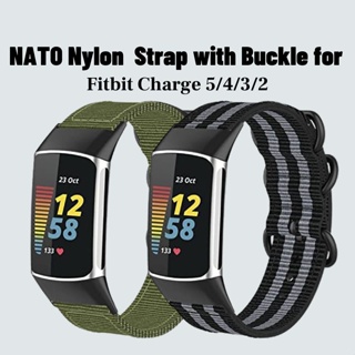 Nato สายนาฬิกาข้อมือไนล่อนถัก ระบายอากาศ ปรับได้ สําหรับ Fitbit Charge 5 Fitbit Charge 4 3 2 (AONEE)
