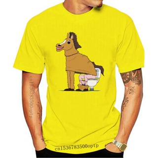 men tops t shirt Funny s t-shirt Horse on Toilet Print T-Shirt Fashion  Short Sleeve Streetwear Casual Tops homme T_01