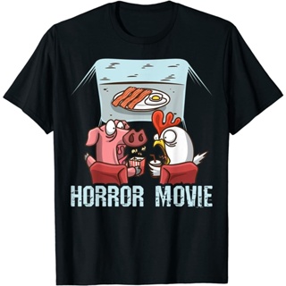 Custom Personality Vintage Style Manga Tops Slim Fit Pig Chicken In Horror Movie Breakfast Funny Gift T Shirt_01