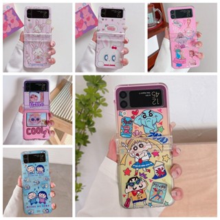 เคสโทรศัพท์มือถือ PC แข็ง กันกระแทก ลายการ์ตูนกระต่ายชินจังน่ารัก สร้างสรรค์ สําหรับ Samsung Galaxy Z Flip 4 5G 3in1 Z Flip 3