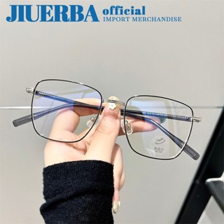 JIUERBA แฟชั่นใหม่กรอบโลหะสแควร์กรอบแว่นตาเกาหลีนําเข้าชายและหญิงป้องกันรังสีแสงพิเศษนําเข้าแบรนด์แว่นตาที่กําหนดเอง