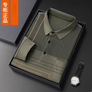 2023 high-quality POLO shirts mens fathers wear autumn t-shirts, long-sleeved middle-aged summer bottomed shirts, thin-style middle-aged and elderly grandfathers spring tops, boys clothes.