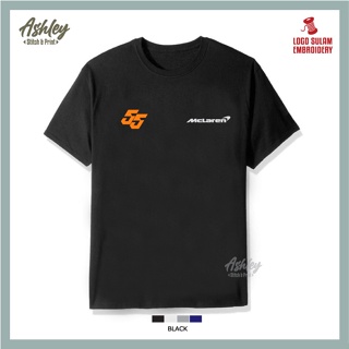 T Shirt Round Neck Sulam McLaren 55 F1 Team RedBull Racing Grand Prix Race Baju Lelaki Casual Cotton Fashion Jahit _03