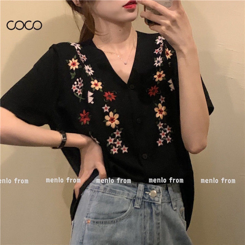 coco-ถักคาร์ดิแกน-เสื้อคอวี-เย็บปักถักร้อยแฟชั่น