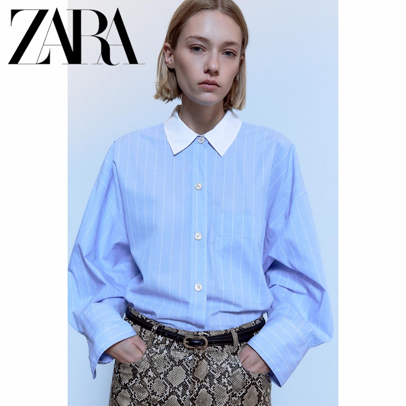 zara-ใหม่-เสื้อเชิ้ต-ลายทาง-สําหรับผู้หญิง