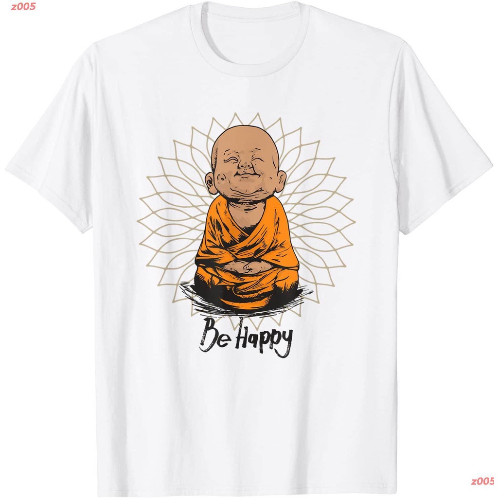 เสื้อยืดผู้-z005-be-happy-shirt-zen-little-buddha-tshirt-mandala-t-shirt-gift-พระพุทธเจ้า-เสื้อยืดพิมพ์ลาย-เสื้อผู้ชาย-เ