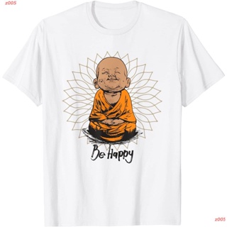 เสื้อยืดผู้ z005 Be Happy Shirt Zen Little Buddha Tshirt Mandala T-shirt Gift พระพุทธเจ้า เสื้อยืดพิมพ์ลาย เสื้อผู้ชาย เ