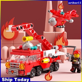 Arthur พร้อมส่ง บล็อกตัวต่อเลโก้ เครื่องบินตํารวจ รถบรรทุก และปราสาท ขนาดเล็ก 6 In 1 DIY ของเล่นเสริมการเรียนรู้เด็ก