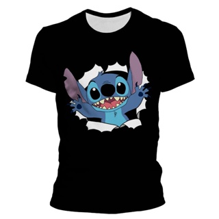 Men Women T-shirt Disney Cartoon Anime Lilo Stitch Short-sleeved Shirt Clothes Summer Funny Cute T-shirt Tees_03