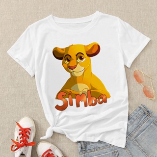 Couples Tshirt Vintage Womens T shirt The Lion King Simba Printed Aesthetic Clothes White Basic Tops_01