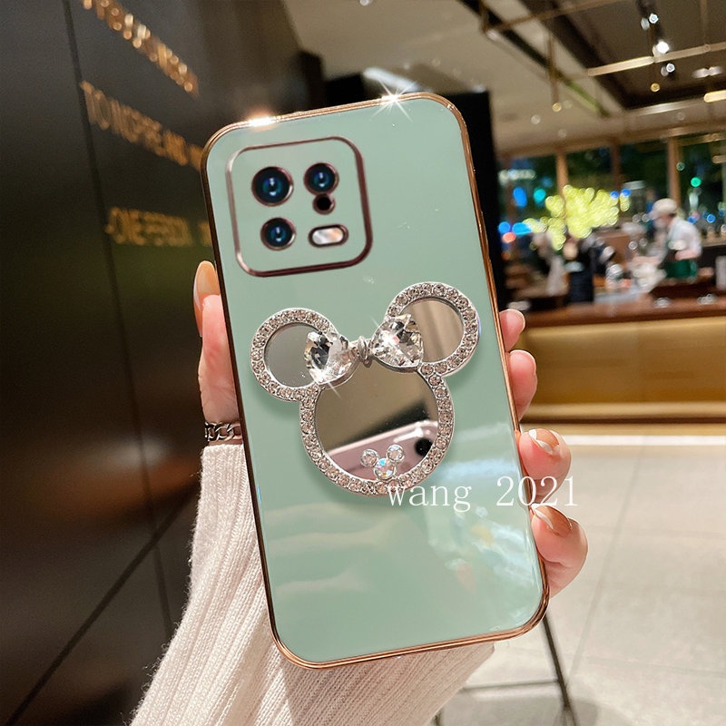 new-phone-case-เคส-xiaomi-13-pro-13-lite-poco-x5-pro-5g-2023-candy-plating-casing-cute-cartoon-rhinestone-makeup-mirror-phone-holder-soft-case-เคสโทรศัพท