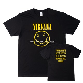 เสื้อยืดแขนสั้น ผ้าฝ้าย พิมพ์ลาย nirvana-s nirvana smiley สไตล์วินเทจ_03