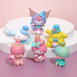 ตุ๊กตาการ์ตูนอนิเมะ Sanrio Cinnamoroll Melody Kuromi Dream น่ารัก เครื่องประดับ สําหรับตกแต่ง 6 ชิ้น