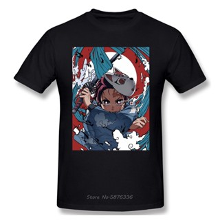 [S-5XL] เสื้อยืดลําลอง ผ้าฝ้าย 100% แขนสั้น คอกลม พิมพ์ลายอนิเมะ Demon Slayer ทรงสลิมฟิต สําหรับผู้ชาย