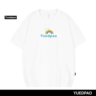 Yuedpao ยอดขาย No.1 รับประกันไม่ย้วย 2 ปี ผ้านุ่ม เสื้อยืดเปล่า เสื้อยืด Oversize White ame rainbow print_04