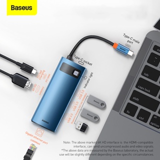 Baseus ฮับ USB C 6 IN 1 Type C เป็น HDMI-8 IN 19 IN 1 เข้ากันได้กับ USB 3.0 PD 4K Gigabit อีเธอร์เน็ต ตัวแยก แท่นวาง สําหรับ Macbook Pro โน้ตบุ๊ก