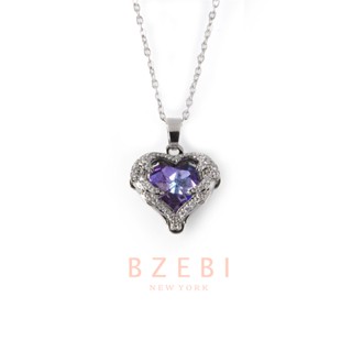 BZEBI สร้อยคอเงิน คอเงินแท้ หัวใจ เพชร แฟชั่น จี้ ผู้หญิง โซ่ จี้ เครื่องประดับ สร้อยคอฤดูร้อน เครื่องประดับ ไม่ดําไม่ลอก สําหรับผู้หญิง 873n