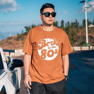 เสื้อยืดคอกลม แขนห้าส่วน พิมพ์ลาย ทรงหลวม ขนาดใหญ่ 80-140 กิโลกรัม สไตล์สตรีท สําหรับผู้ชาย