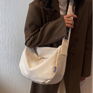 กระเป๋าสะพายไหล่ ผ้าแคนวาส ขนาดใหญ่ จุของได้เยอะ แบบเรียบง่าย สไตล์เกาหลี แฟชั่นสําหรับสตรี มี 3 สี