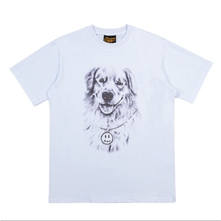 High Street Drew new golden retriever dog head print cotton loose short-sleeved round neck T-shirt_01