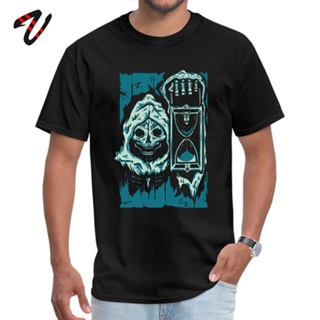 เสื้อคนอ้วน เสื้อยืด พิมพ์ลายหัวกะโหลก Death Satan Grim Reaper Time สําหรับผู้ชายเสื้อยืดอินเทรนด์_04