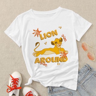 Harajuku Vintage Womens T shirt The Lion King Simba Printed Aesthetic Clothes White Basic Tops_01