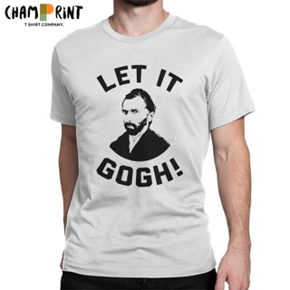 เสื้อยืดแขนสั้น ผ้าฝ้าย พิมพ์ลาย Let It Gogh Fitted Van Gogh เหมาะกับของขวัญวันเกิด แฟชั่นสําหรับผู้ชาย