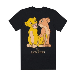 เสื้อยืดพิมพ์ลายแฟชั่น เสื้อยืดลายกราฟฟิก lion king the simba and nala สีดํา_05