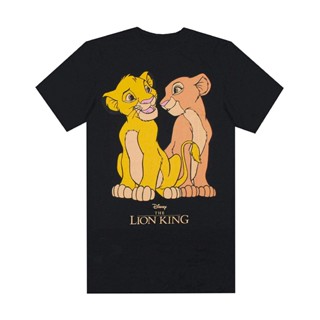 เสื้อยืดพิมพ์ลายแฟชั่น เสื้อยืดลายกราฟฟิก lion king the simba and nala สีดํา_05