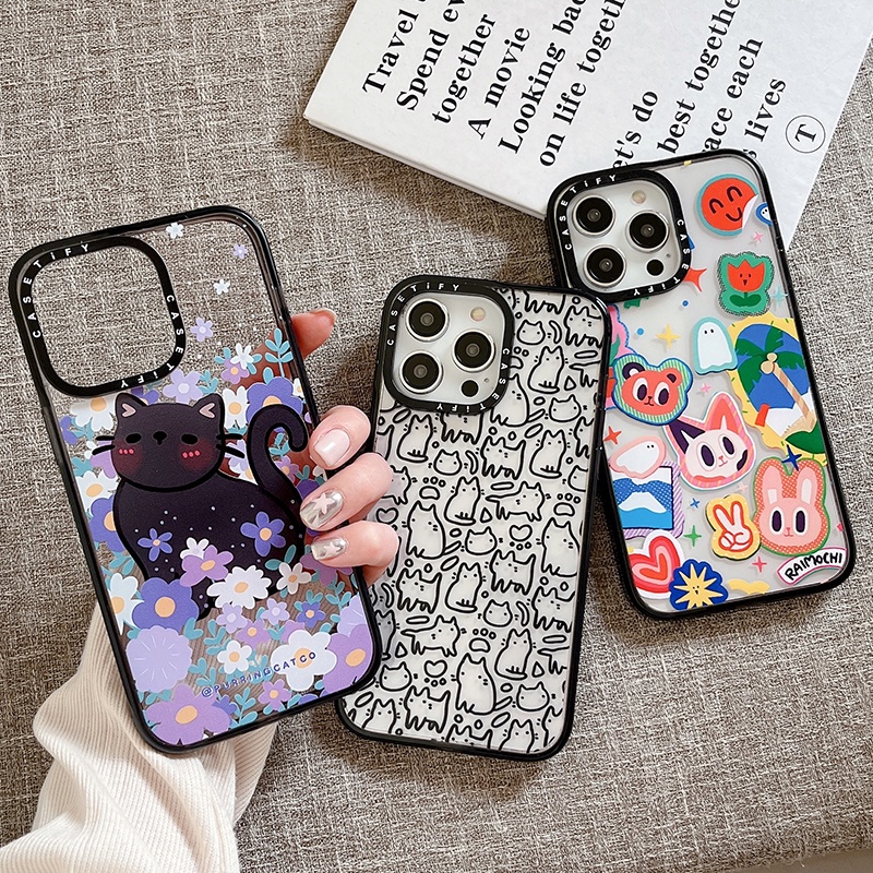 เคสโทรศัพท์มือถืออะคริลิคใส-แบบแข็ง-กันกระแทก-ลายการ์ตูนแมว-สําหรับ-iphone14-13-12-11-pro-max