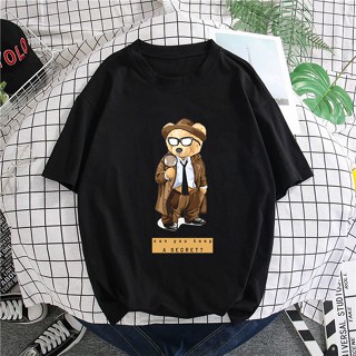 T-SHIRT PEREMPUAN LELAKI BAJU DETECTIVE TEDDY BEAR TSHIRT WOMEN MEN KAIN COTTON/Baju Wanita/Oversize/Plus Size Tee_02