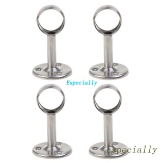 ESP 4Pcs Home Hanging Rail Rod Support Socket Closet Pole Sockets Flange Rod Holder Stainless-Steel Curtain Rod Bracket