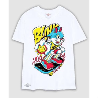 Blink182 เสื้อยืดลําลอง แขนสั้น คอกลม พิมพ์ลายกระต่ายสเก็ต สีขาว Blink 182 สไตล์พังก์
