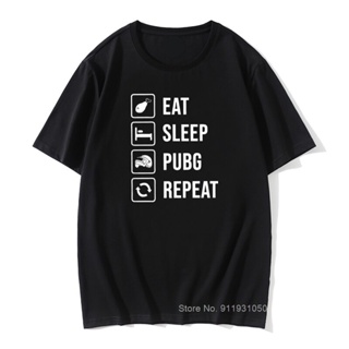 เสื้อยืดเท่ Camiseta de manga corta para hombre, prenda de vestir, de algodón, con frase Eat Sleep PUBG Repeat, Win_03