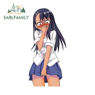 Earlfamily สติกเกอร์ ลายการ์ตูนอนิเมะ Nagatoro กันรอยขีดข่วน ขนาด 13 ซม. x 6.2 ซม. แบบสร้างสรรค์ สําหรับติดตกแต่งกระจกหน้ารถยนต์ รถจักรยานยนต์