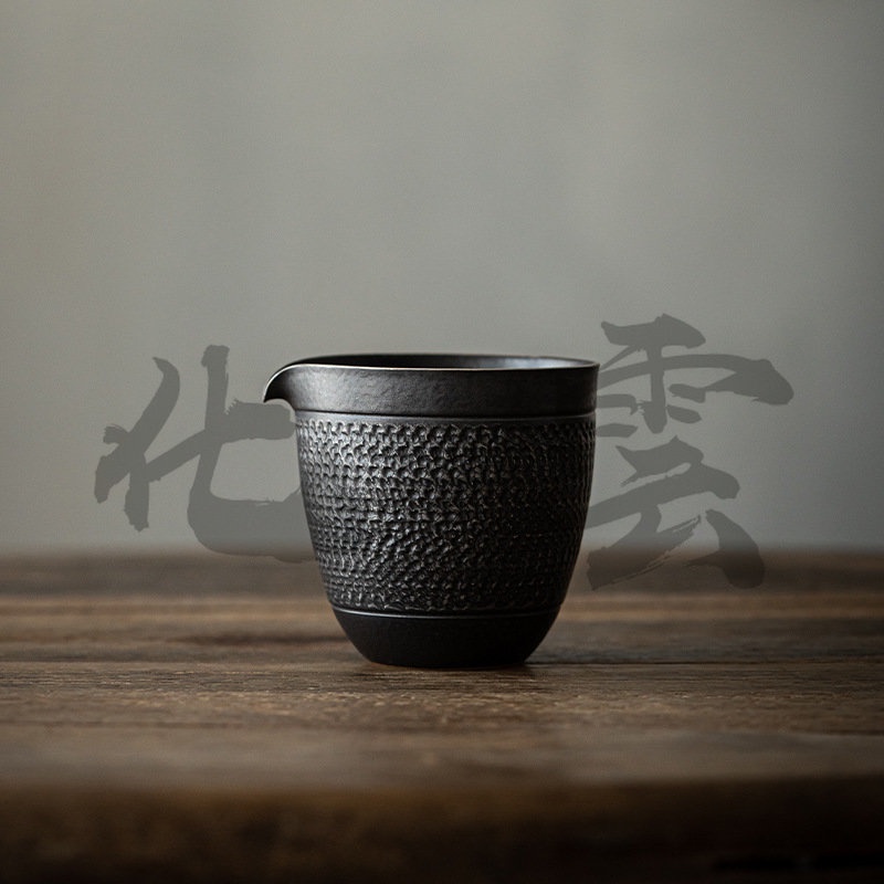 a038-ชุดถ้วยชาเซรามิค-แบบบาง-แฮนด์เมด-สไตล์ญี่ปุ่นโบราณ-สีเงิน-สีดํา