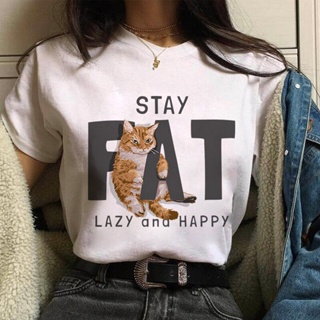 Womens And Mens Cute Cartoon Cat Print T-shirts Interesting Street Clothes Casual Tops Large Soft T-shirts Women _08