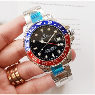 Rolex ใหม่ นาฬิกาข้อมือ สายสแตนเลส หน้าปัดบอกเวลา ปฏิทิน กันน้ํา สีฟ้า สีแดง เรียบง่าย สไตล์นักธุรกิจ สําหรับผู้ชาย 2023